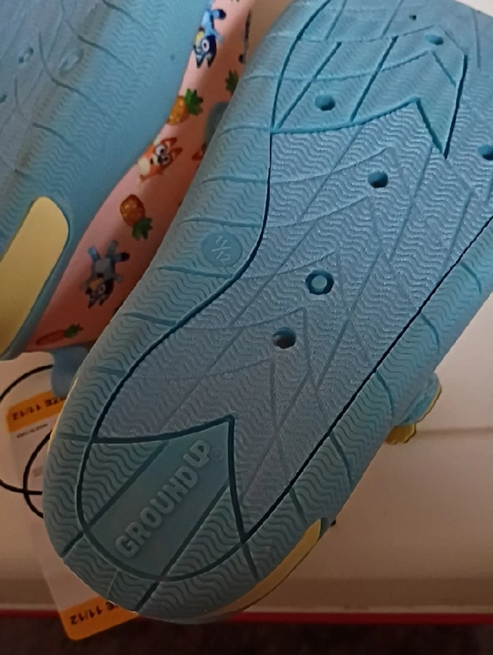 Kids Pink Pineapple & Character Water Shoes with Blue Trim